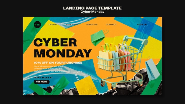 Cyber-monday-vorlage im flachen design