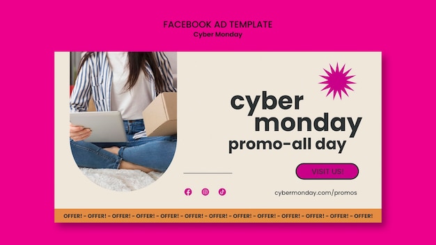 Kostenlose PSD cyber-monday-vorlage im flachen design