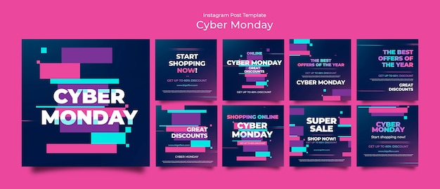 Kostenlose PSD cyber-monday-vorlage mit farbverlauf