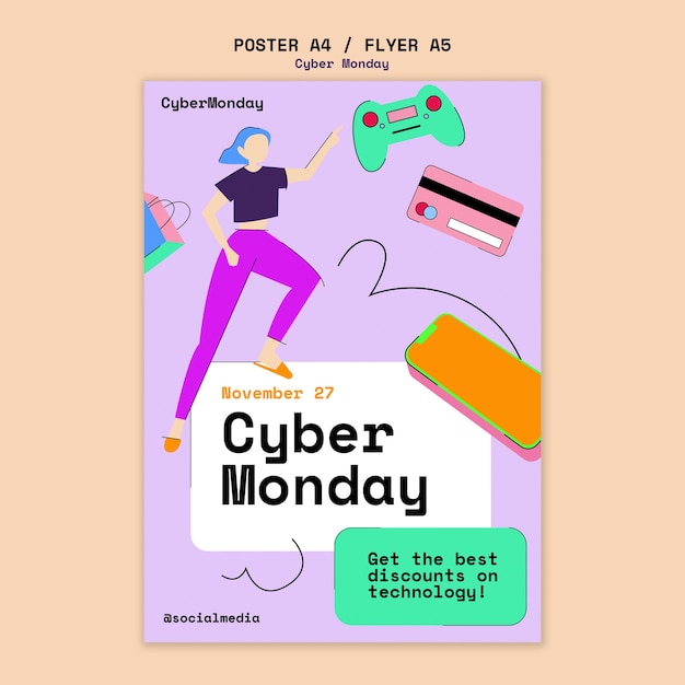 Kostenlose PSD cyber-monday-vorlagendesign