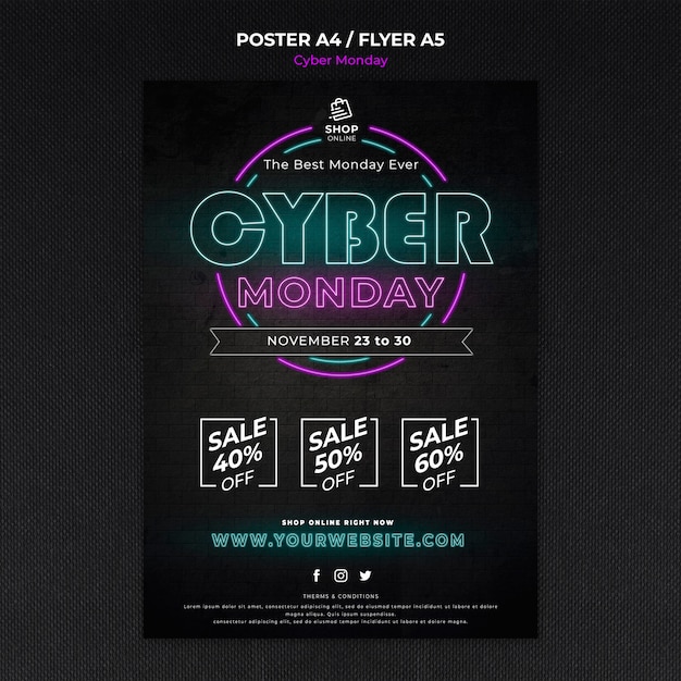 Kostenlose PSD cyber montag konzept flyer vorlage