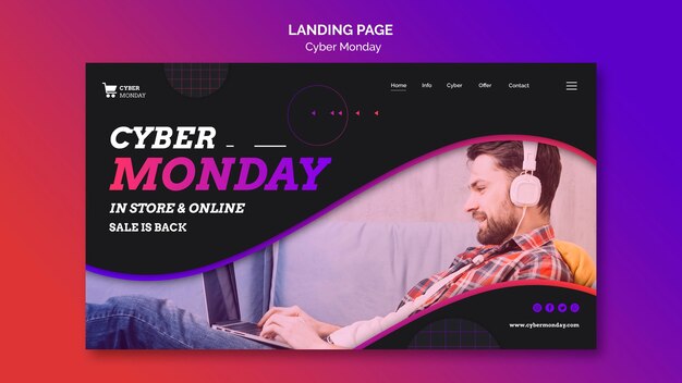 Kostenlose PSD cyber montag konzept konzept landing page vorlage