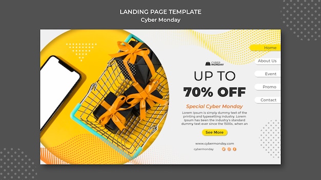 Kostenlose PSD cyber montag landing page vorlage