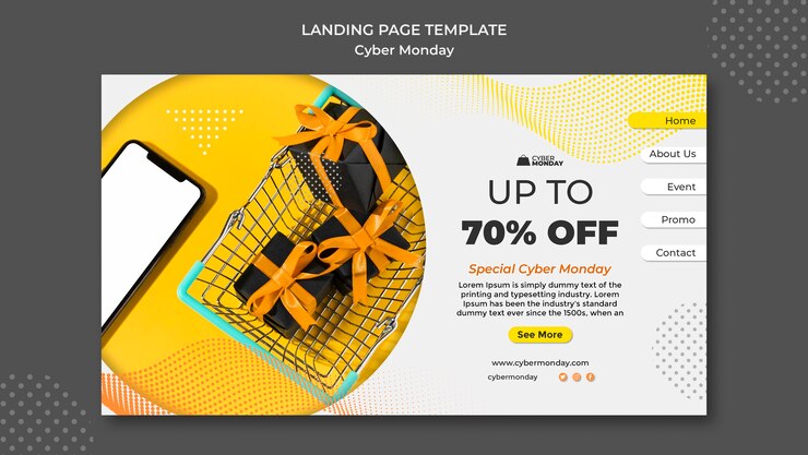 Kostenlose PSD cyber montag landing page vorlage