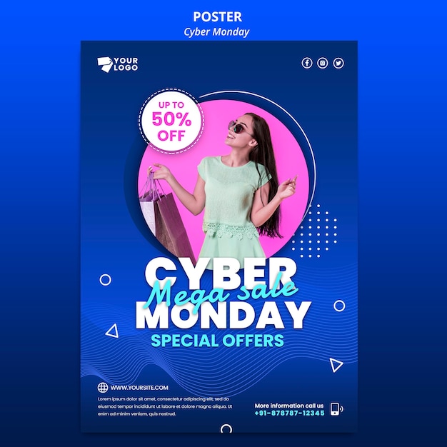 Kostenlose PSD cyber montag poster mit foto