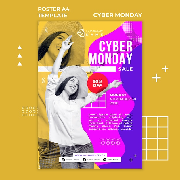 Kostenlose PSD cyber montag vorlage poster