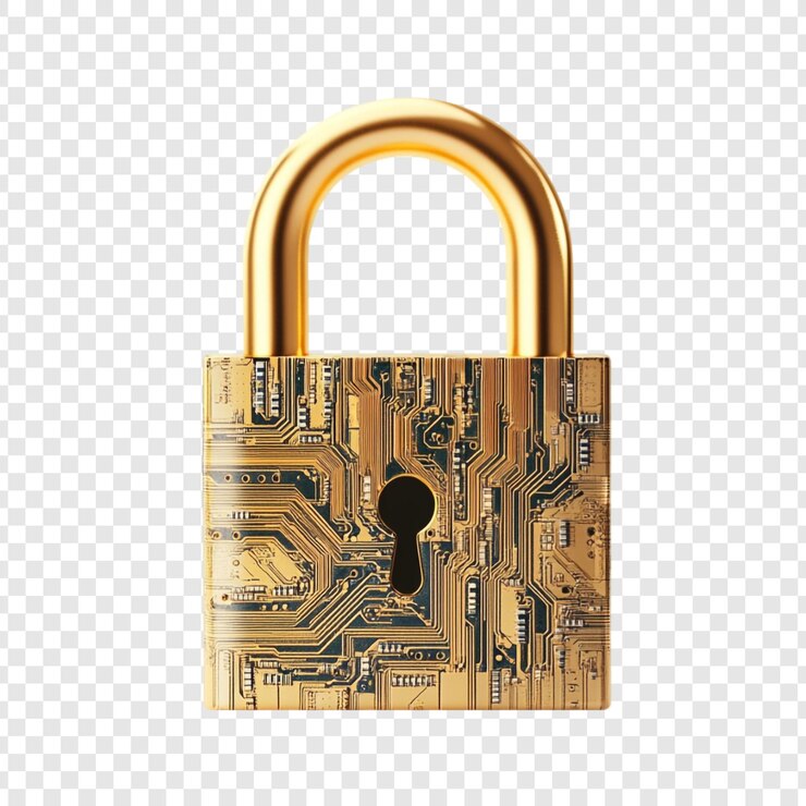 Kostenlose PSD cybersicherheit gold padlock digitale festung datenschutz sichere verschlüsselung