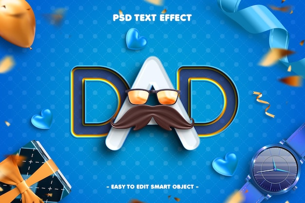 Kostenlose PSD dad text bearbeitbare 3d-stil-effekt