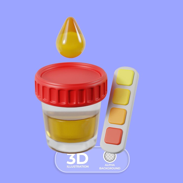 Kostenlose PSD darstellung des urinuntersuchens in 3d
