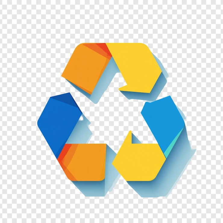 Kostenlose PSD das lebendige recycling-symbol, eine farbenfrohe darstellung der nachhaltigkeit