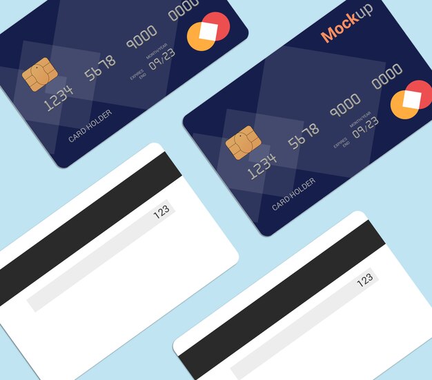 Debitkarte, kreditkarte, smart card mockup template ...