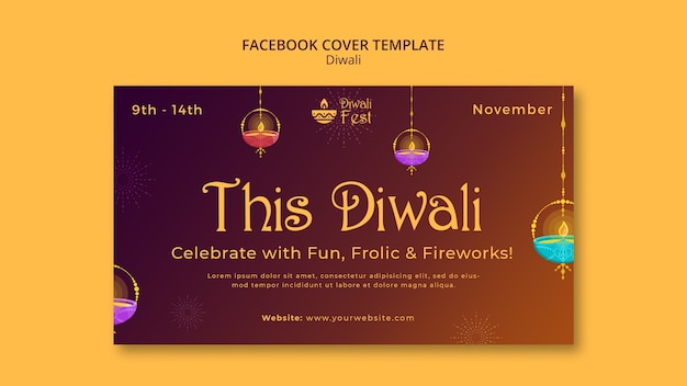 Kostenlose PSD design der diwali-vorlage mit farbverlauf