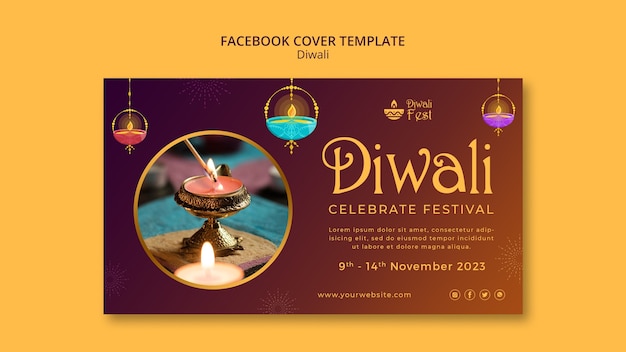 Kostenlose PSD design der diwali-vorlage mit farbverlauf