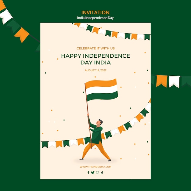 Kostenlose PSD design der einladung zum unabhängigkeitstag indiens