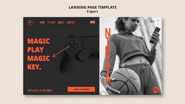 Kostenlose PSD design der esport-landingpage-vorlage