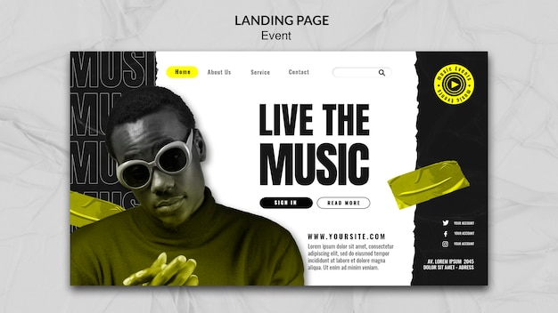 Kostenlose PSD design der event-landingpage-vorlage