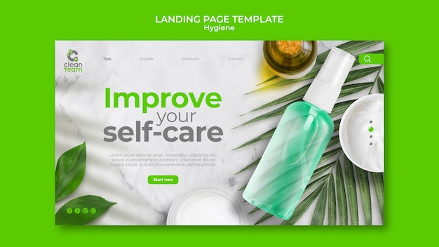 Kostenlose PSD design der hygiene-landingpage-vorlage