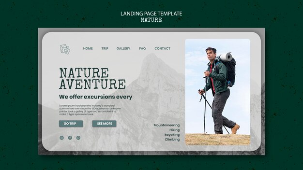 Design der Landingpage-Vorlage für Natur