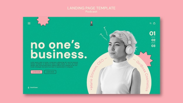 Kostenlose PSD design der podcast-landingpage-vorlage