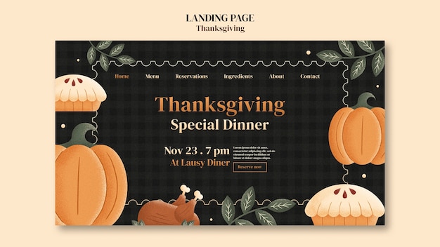 Kostenlose PSD design der thanksgiving-landingpage-vorlage