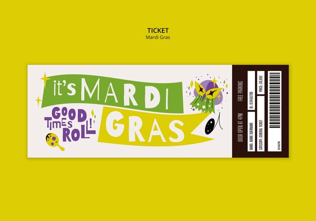 Design der Vorlage für die Mardi Gras-Ticketkarte