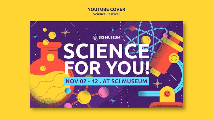 Kostenlose PSD design der vorlage für ein wissenschaftsfestival