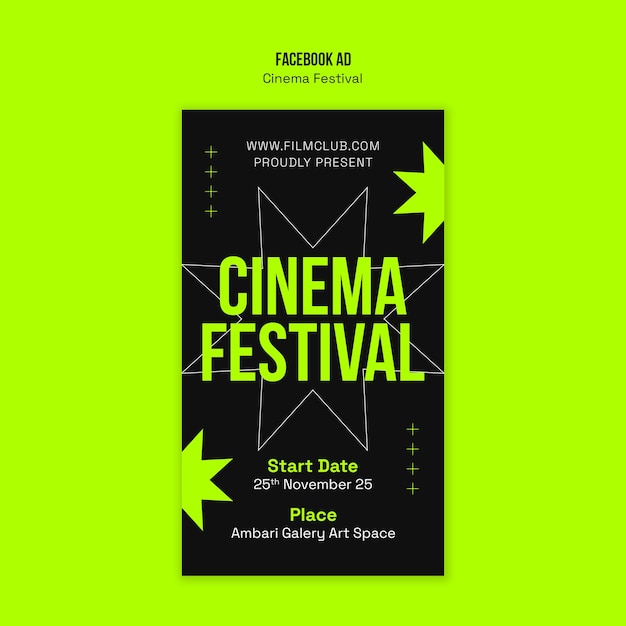 Design der Vorlage für eine Anzeige für ein Filmfestival auf Facebook