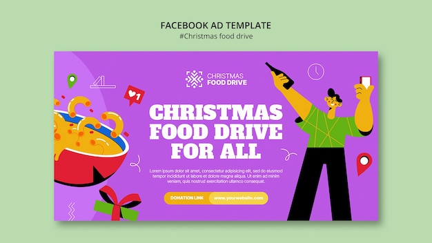 Kostenlose PSD design der weihnachts-food-drive-vorlage