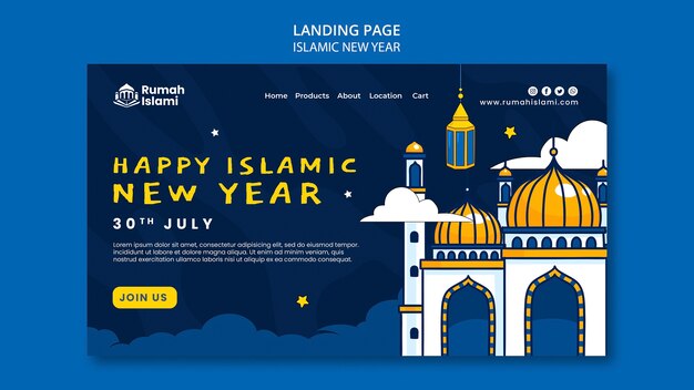 Design der Zielseitenvorlage für das islamische Neujahr