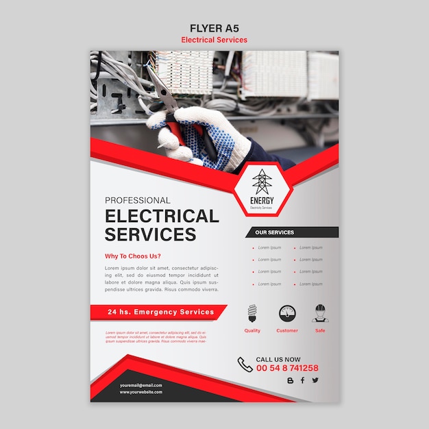 Kostenlose PSD design des flyers für elektrische dienstleistungen