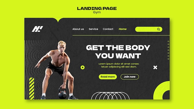 Kostenlose PSD design einer fitnessstudio-vorlage