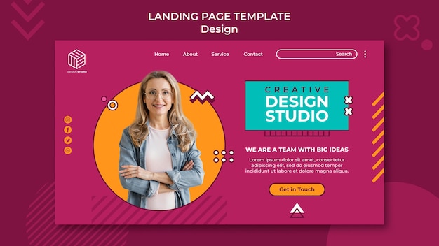 Kostenlose PSD design studio landing page vorlage