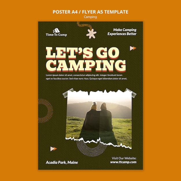 Kostenlose PSD design von camping-poster-vorlagen