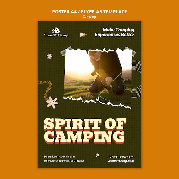 Kostenlose PSD design von camping-poster-vorlagen