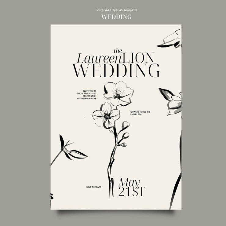 Kostenlose PSD design von hochzeitsvorlagen