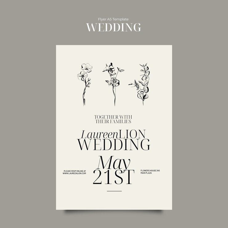 Kostenlose PSD design von hochzeitsvorlagen