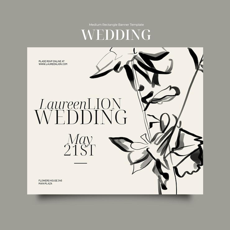 Kostenlose PSD design von hochzeitsvorlagen