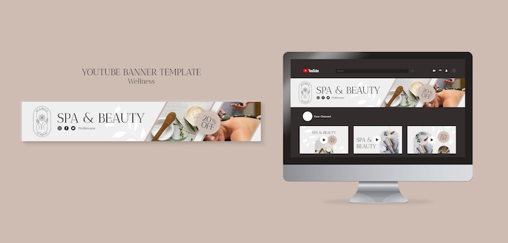 Kostenlose PSD design von vorlagen für beauty- und wellness-youtube-kanalkunst