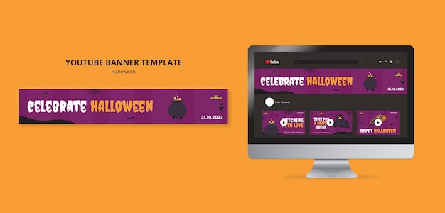 Kostenlose PSD design von vorlagen für halloween-youtube-kanalkunst