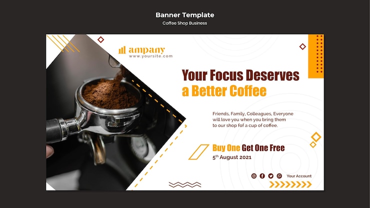 Kostenlose PSD designvorlage für café-business-banner