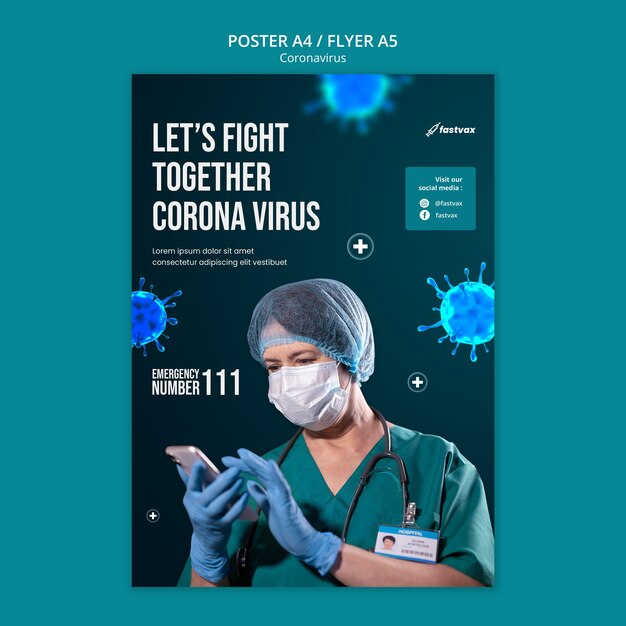 Kostenlose PSD designvorlage für coronavirus-plakate