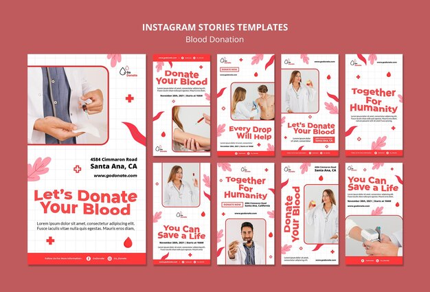 Designvorlage für die Blutspende instagram-Geschichte