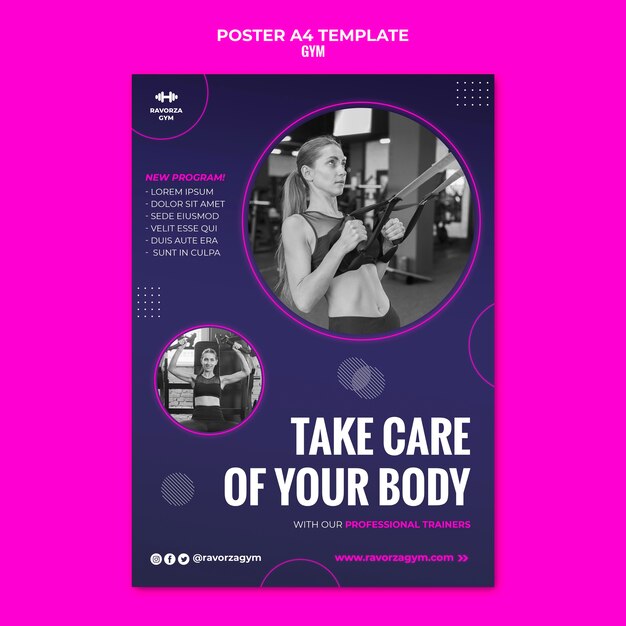 Designvorlage für ein Fitnessstudio-Poster