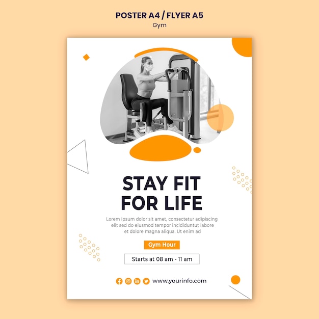 Kostenlose PSD designvorlage für ein fitnessstudio-poster