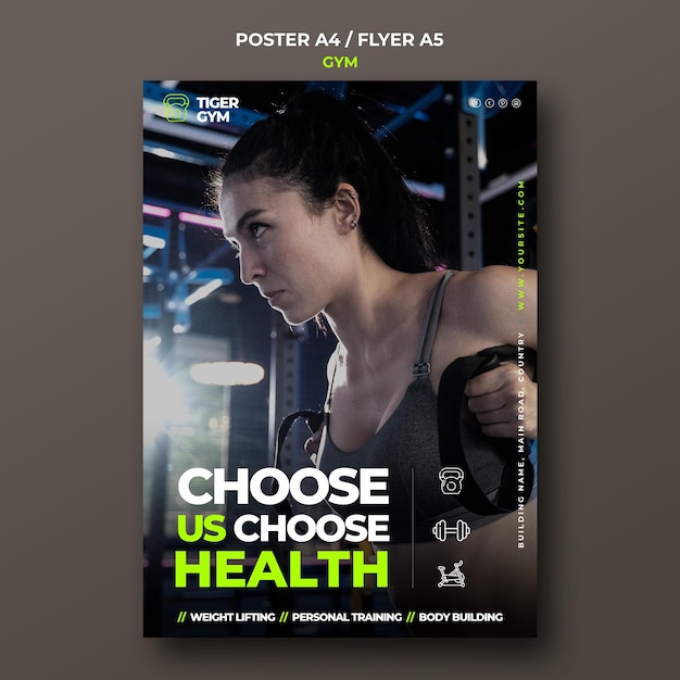 Kostenlose PSD designvorlage für ein fitnessstudio-poster