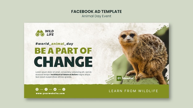 Kostenlose PSD designvorlage für facebook-anzeigen zum tiertag