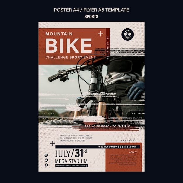 Kostenlose PSD designvorlage für fahrradsport-flyer