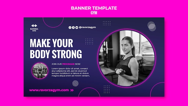 Kostenlose PSD designvorlage für fitnessstudio-banner