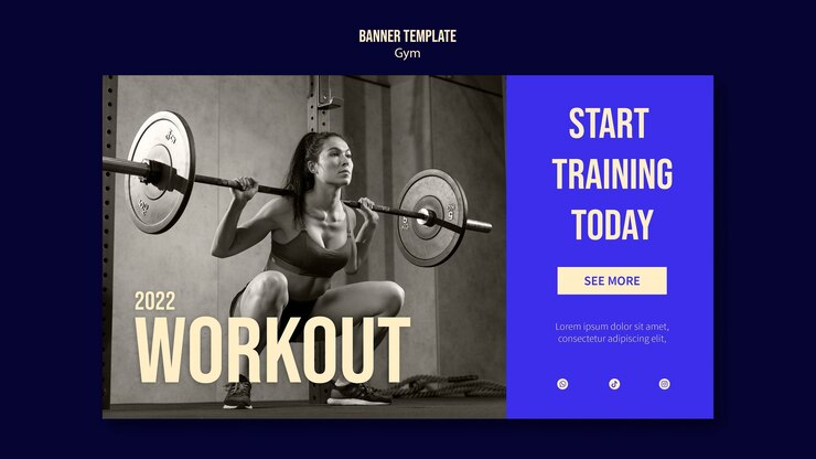 Kostenlose PSD designvorlage für fitnessstudio-banner