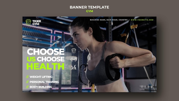 Kostenlose PSD designvorlage für fitnessstudio-banner